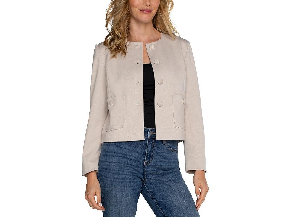 Liverpool Los Angeles Boxy Cropped Yarn Dye Knit Jacket (Stone/Tan) Women's Vest Product Image