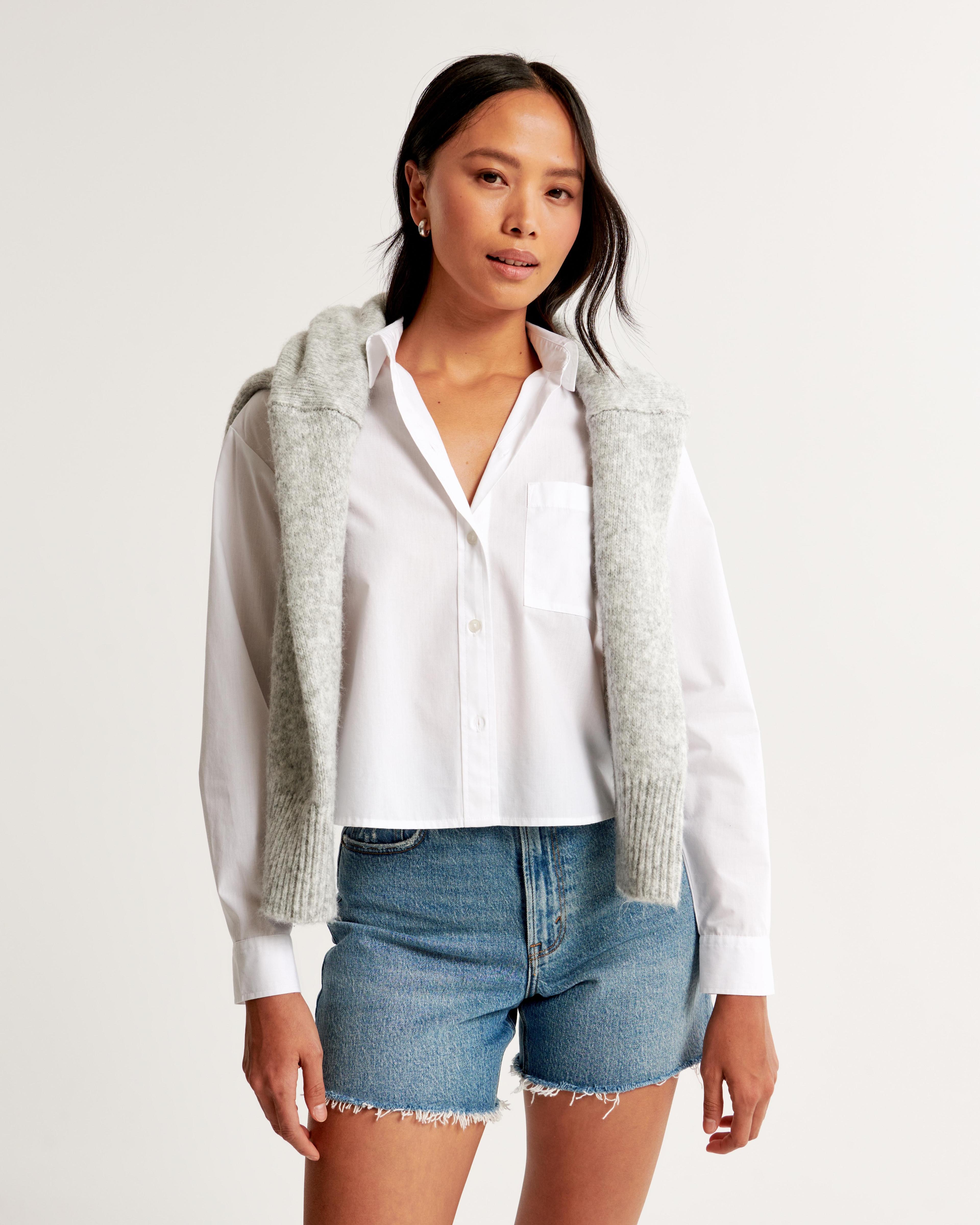 Oversized Cropped Poplin Shirt Product Image