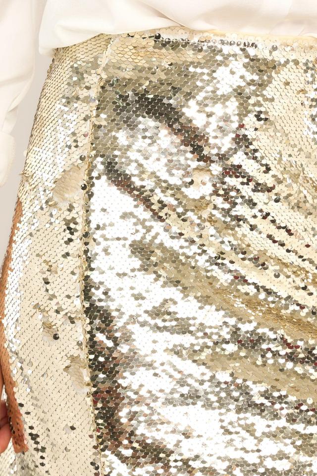 A Part Of It Gold Sequin Midi Skirt Product Image