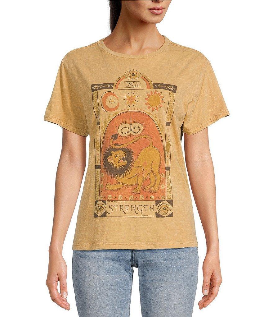 Lucky Brand Strength Lion Graphic Crew Neck Short Sleeve Tee Shirt Product Image