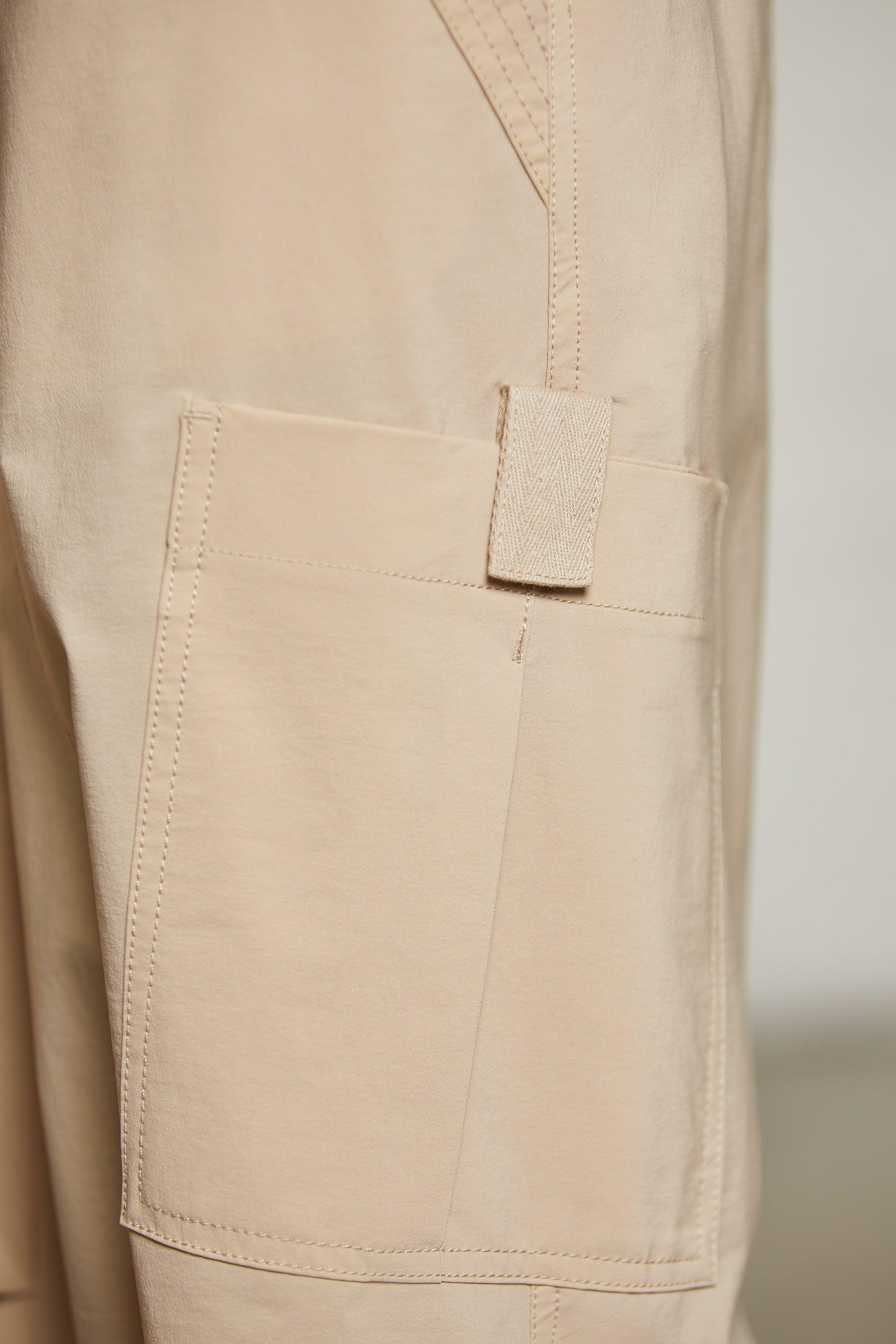 Wide Leg Cargo Trousers in Beige Product Image