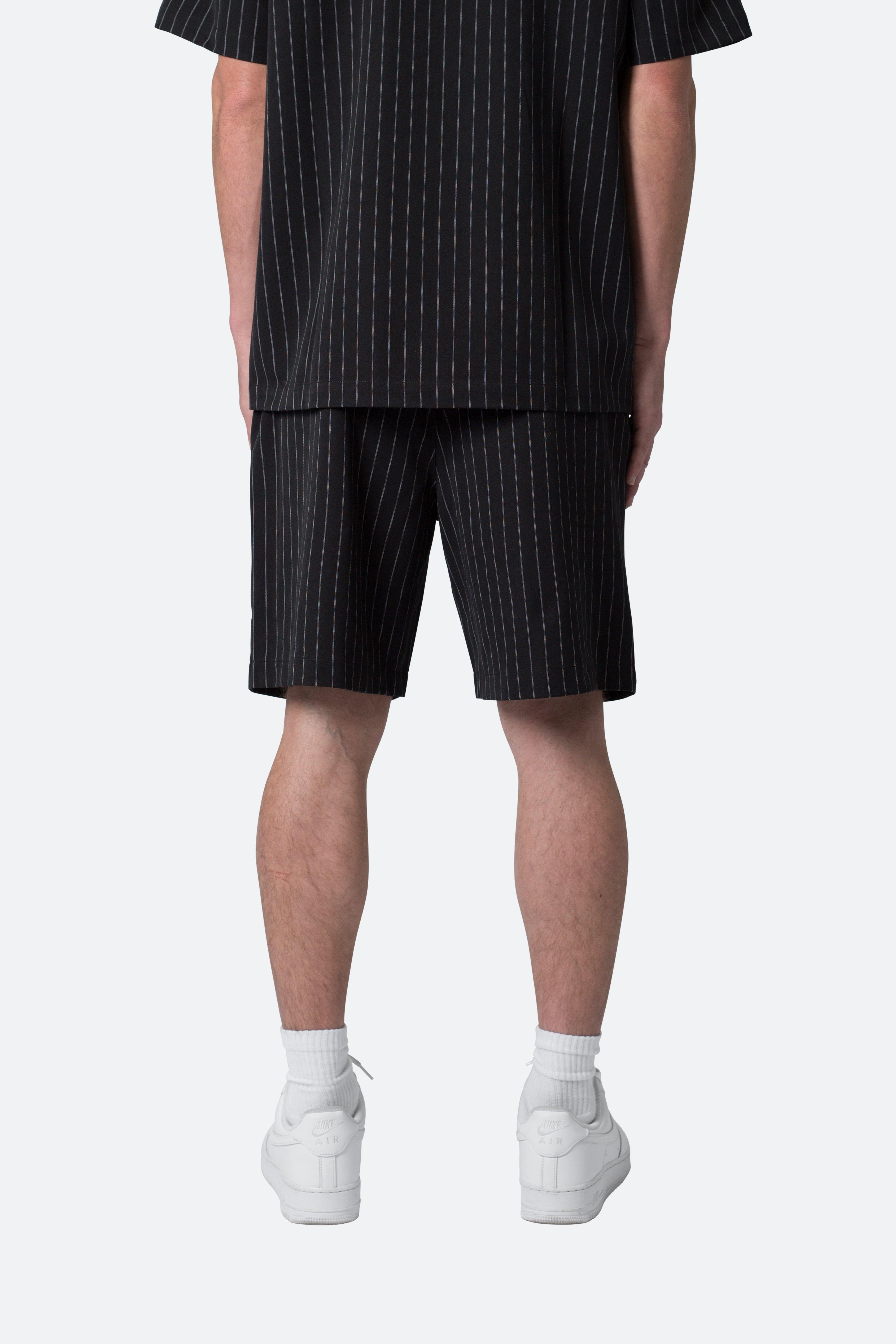 Pinstripe Shorts - Black Product Image