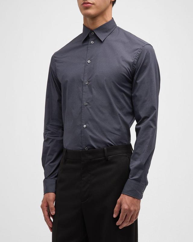 Men's Cotton-Stretch Geometric Sport Shirt Product Image