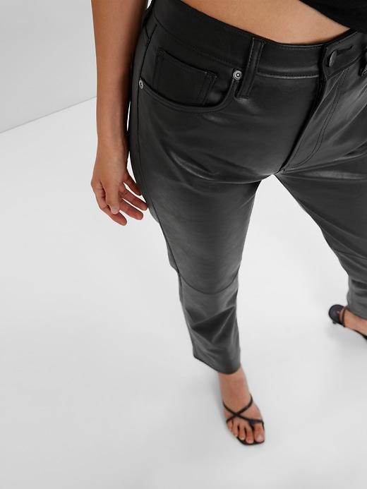 Sky High Rise Vegan Leather Cheeky Straight Pants Product Image