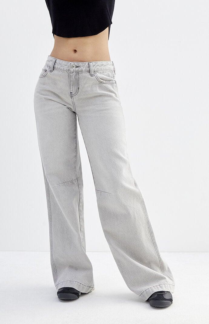 Womens Casey Light Gray Dart Low Rise Baggy Jeans Product Image