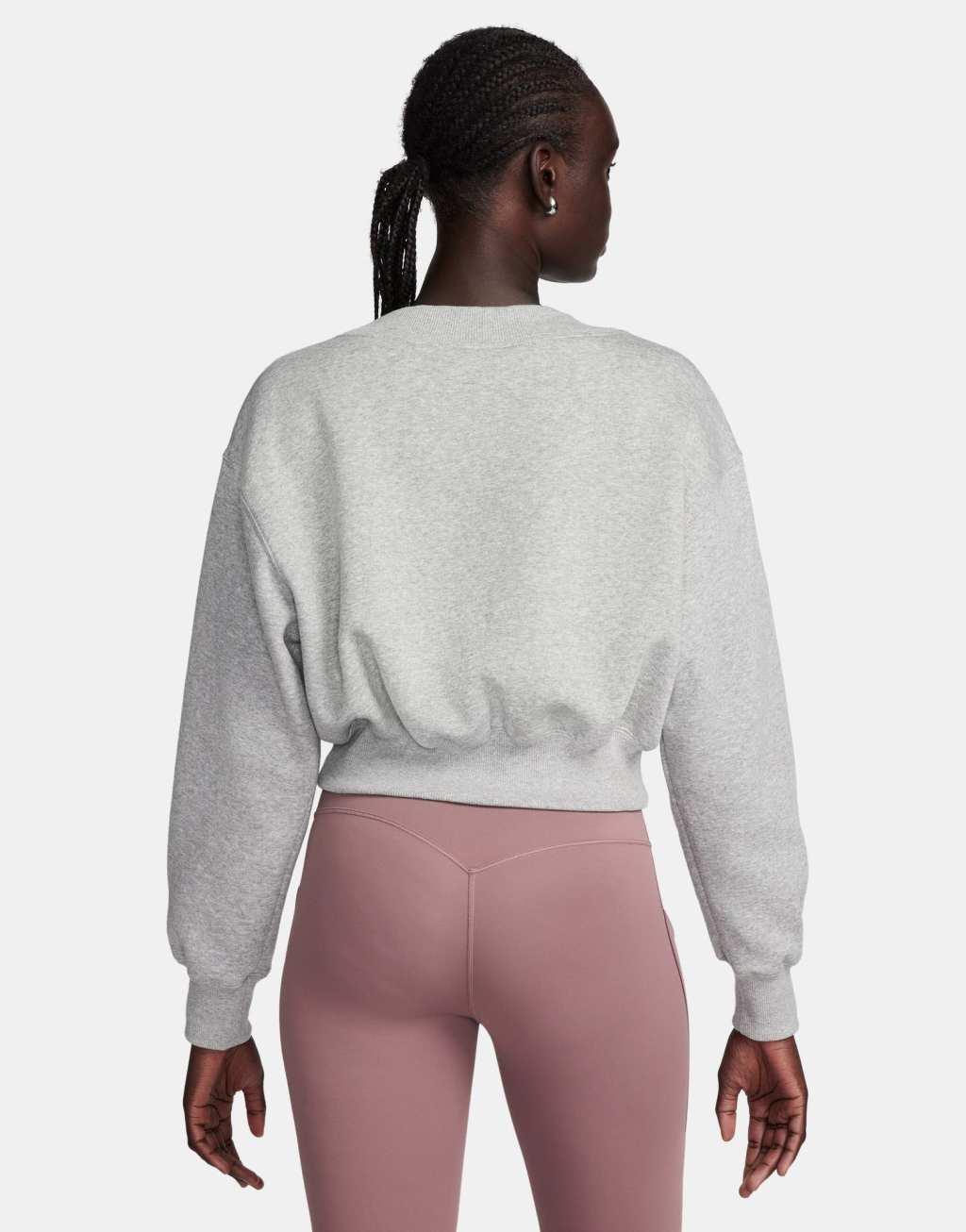 Nike mini swoosh v neck sweatshirt in heather gray Product Image