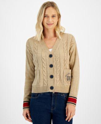 Women's Cable Knit Front Button Cardigan Product Image