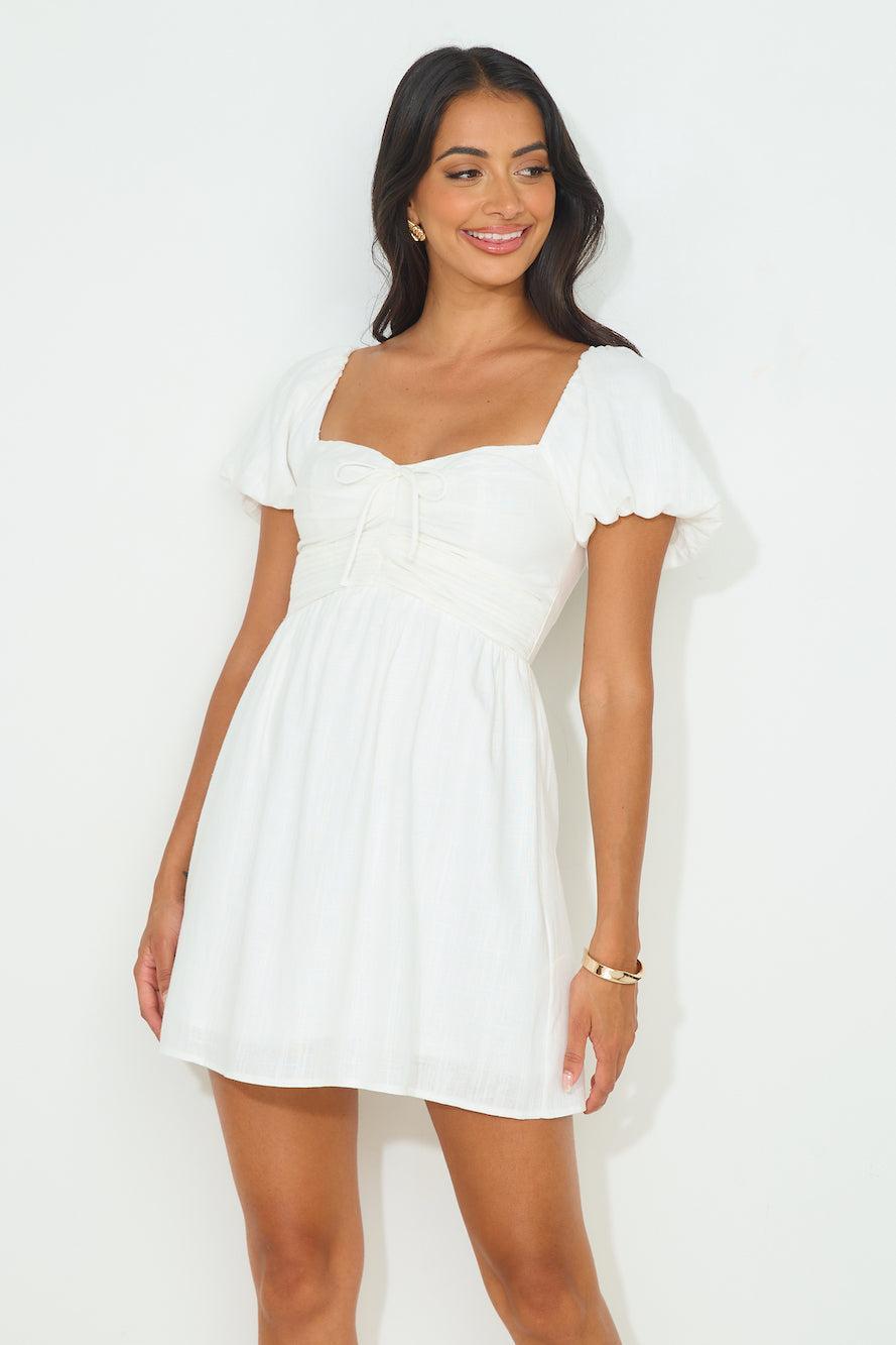 Riser Linen Blend Mini Dress White Product Image