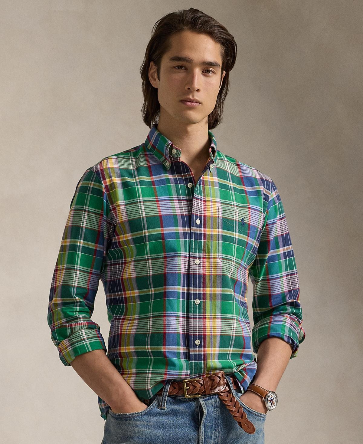 Polo Ralph Lauren Classic Fit Plaid Oxford Shirt Multi) Men's Clothing Product Image