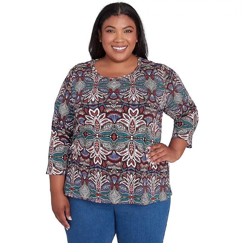 Plus Size Alfred Dunner Abstract Leaf Print Top, Womens Product Image