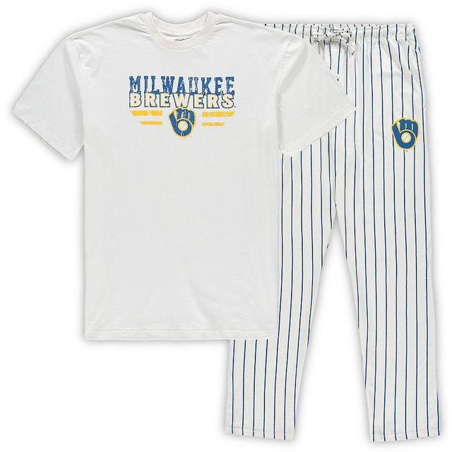 Mens Concepts Sport /Royal Milwaukee Brewers Big & Tall Pinstripe Sleep Set Product Image