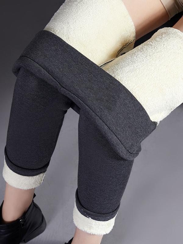 Casual Skinny With Velvet Keep Warm Solid Color Leggings Product Image