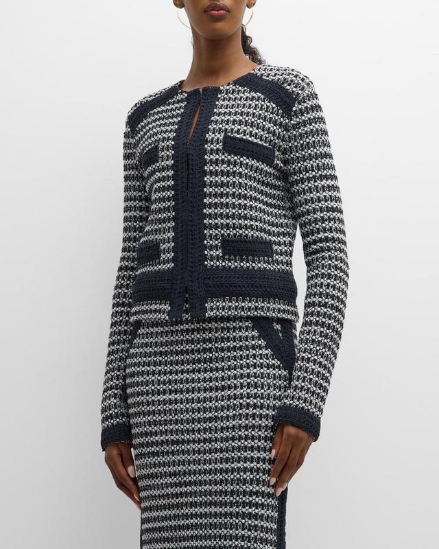 St. John Collection Bicolor Mixed Knit Crop Jacket Product Image