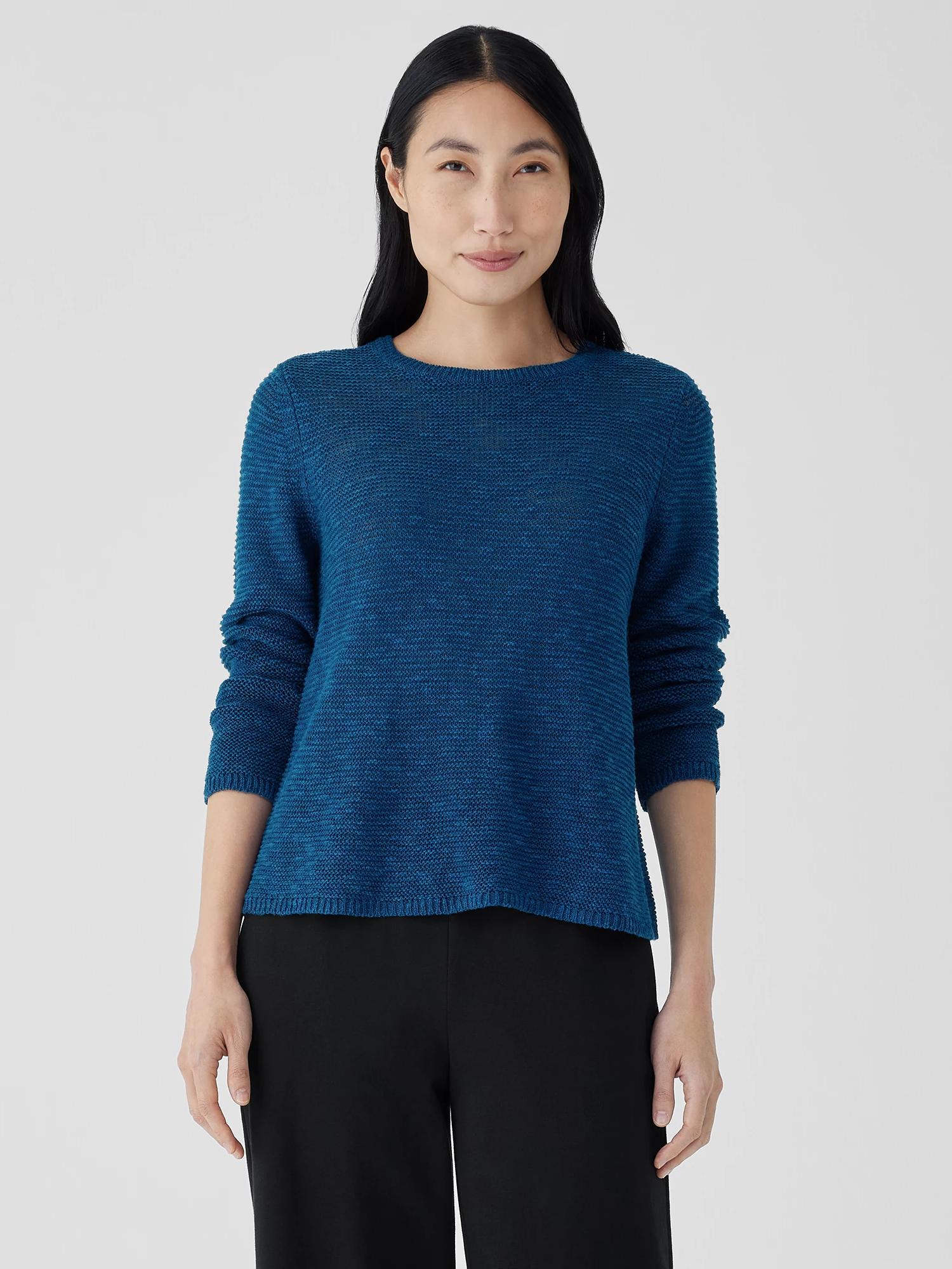 Organic Linen Cotton Slub Crew Neck Top Product Image