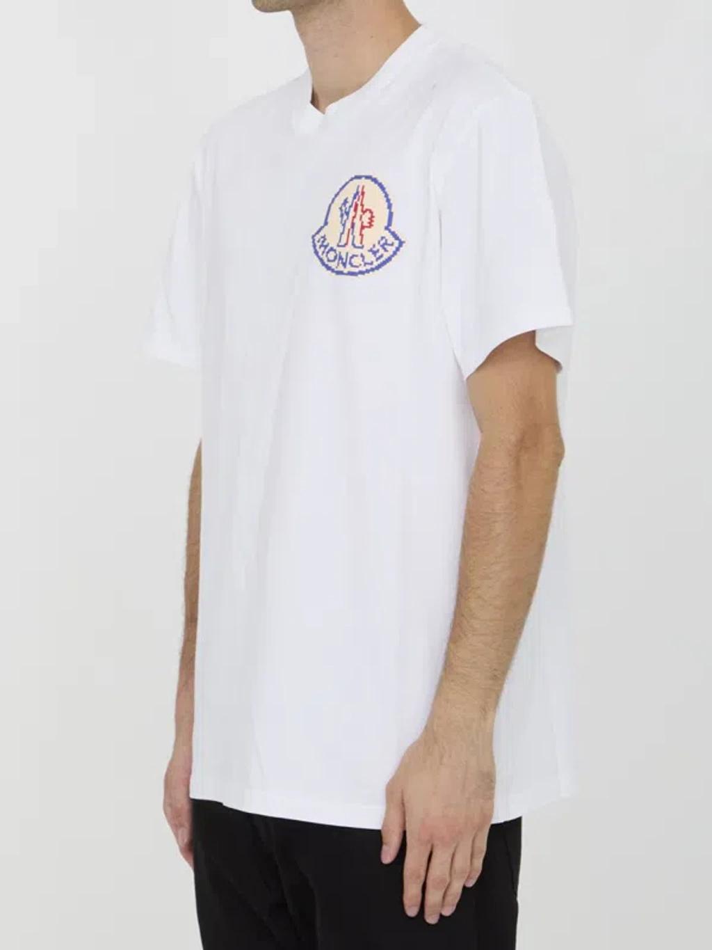 MONCLER Logo Cotton Jersey T-shirt In White Product Image