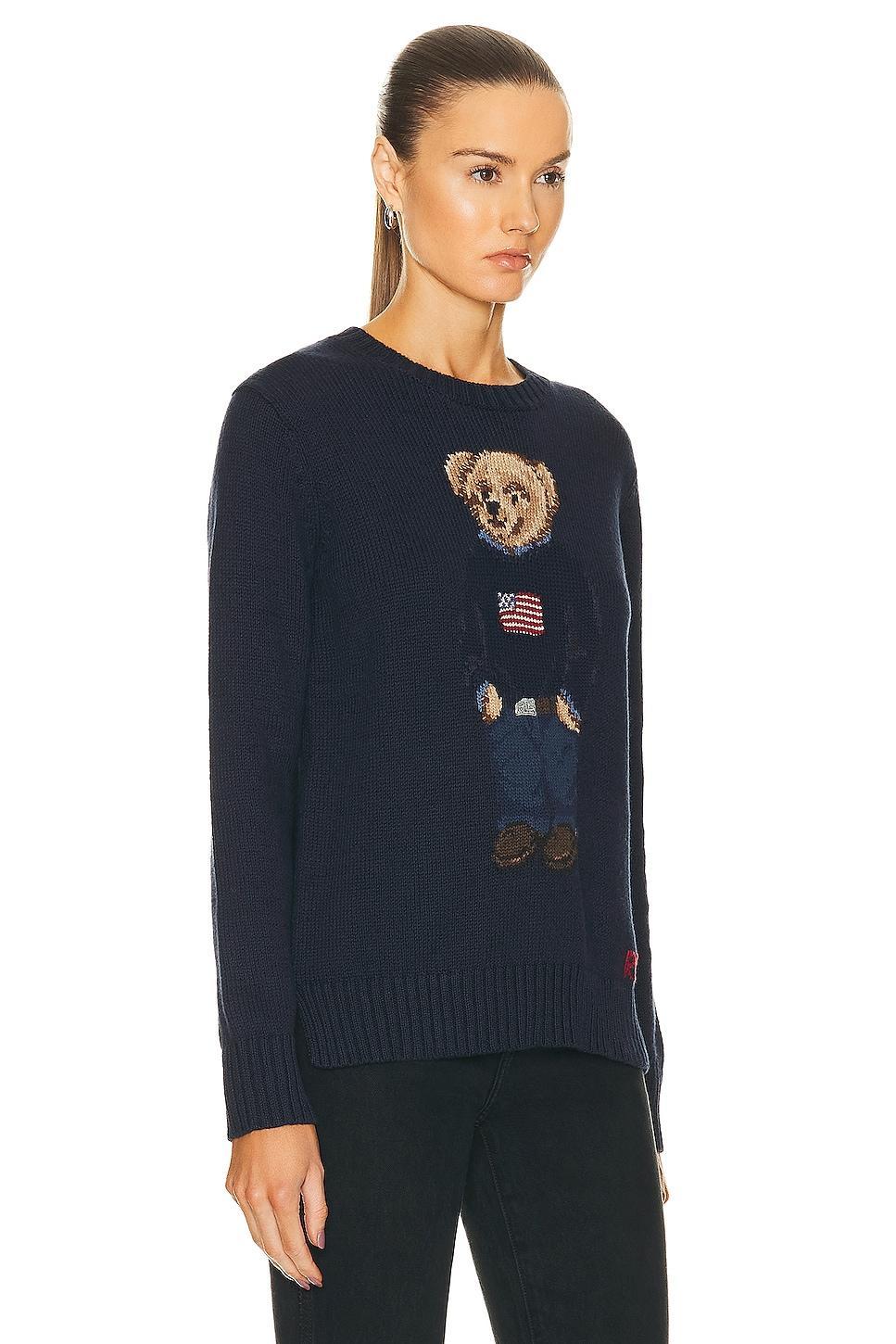 Polo Ralph Lauren Bear Long Sleeve Pullover Sweater in Navy Product Image