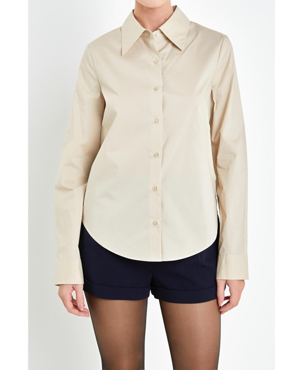 Women's Accent Collar Poplin Dress Shirt Product Image