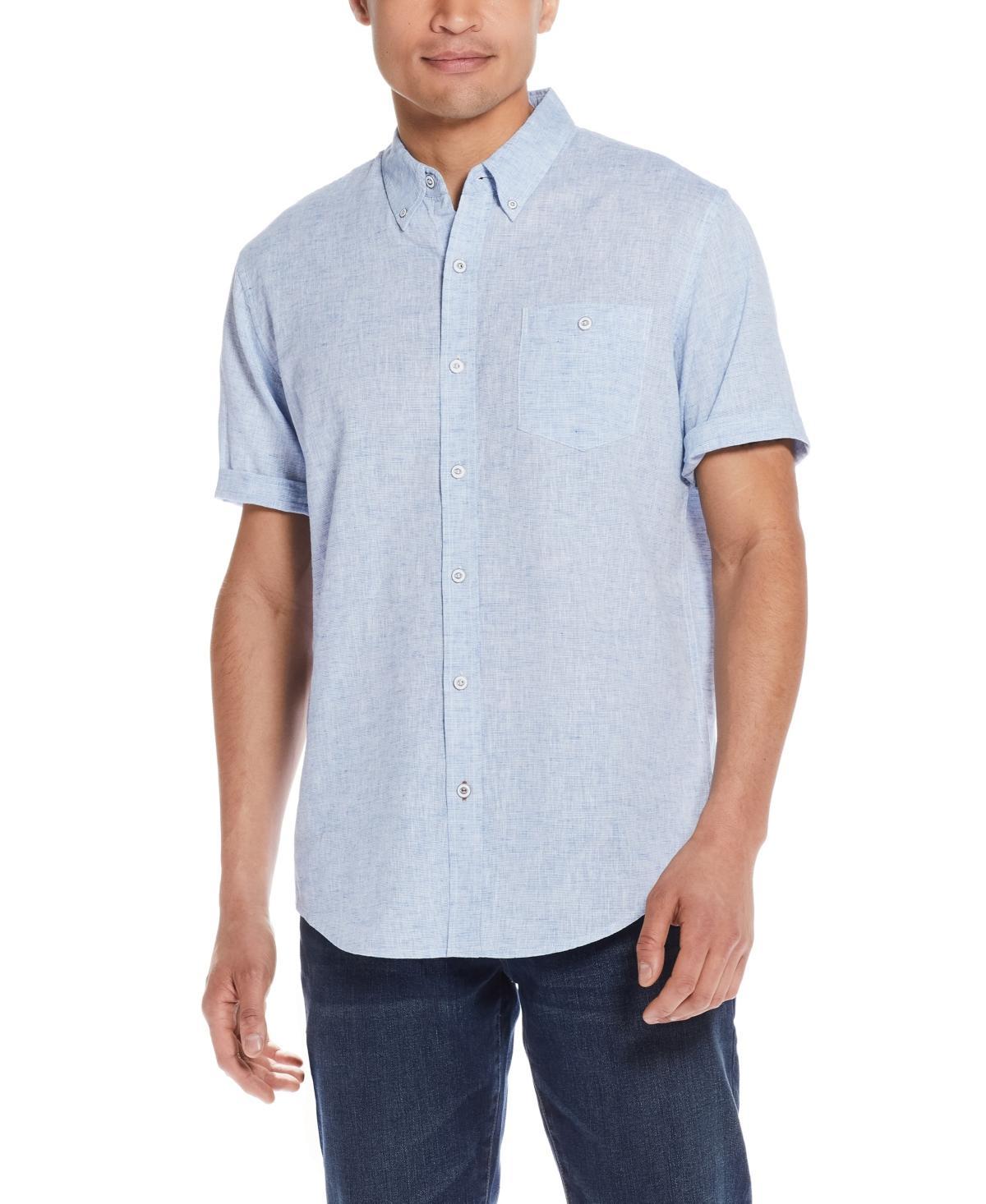 Weatherproof Vintage Mens Short Sleeve Solid Linen Cotton Shirt Product Image