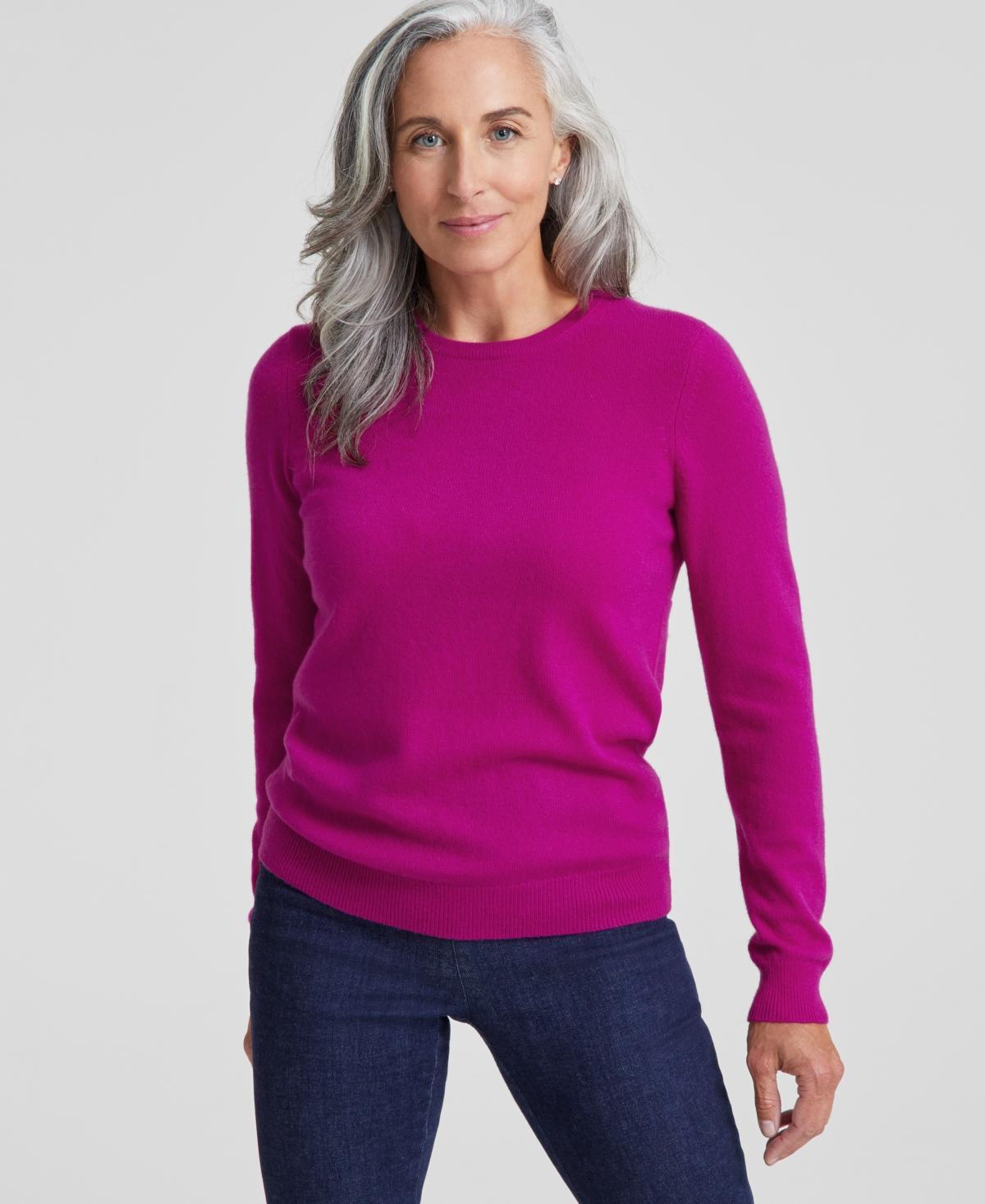 Charter Club 100% Cashmere Womens Long-Sleeve Crewneck Sweater, Regular & Petites, Created for Macys Product Image