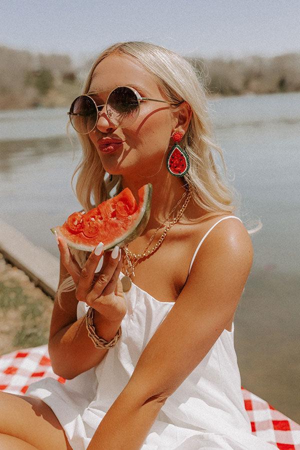 Watermelon Margs Beaded Earrings Product Image