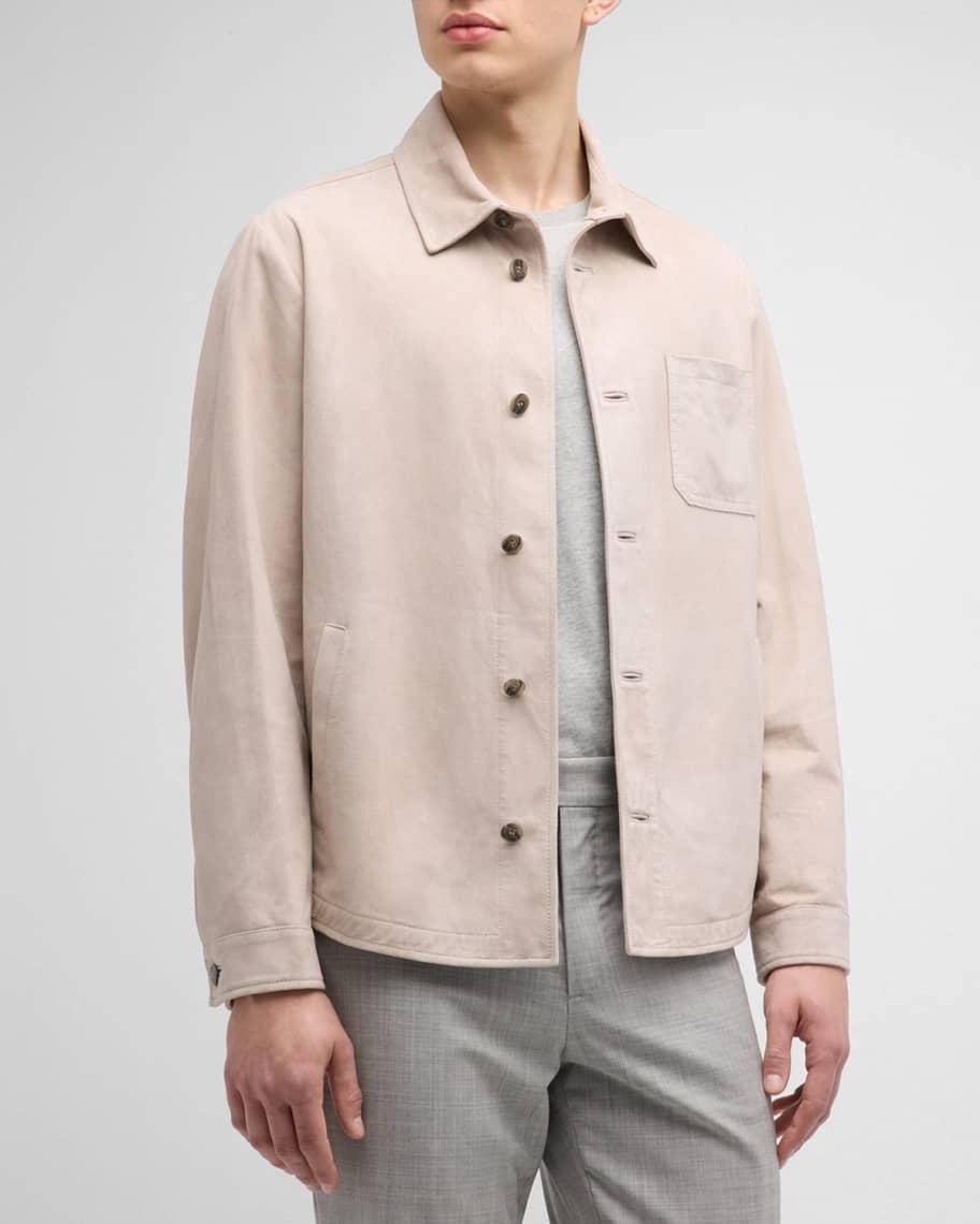 Men's Suede Button-Front Overshirt Product Image