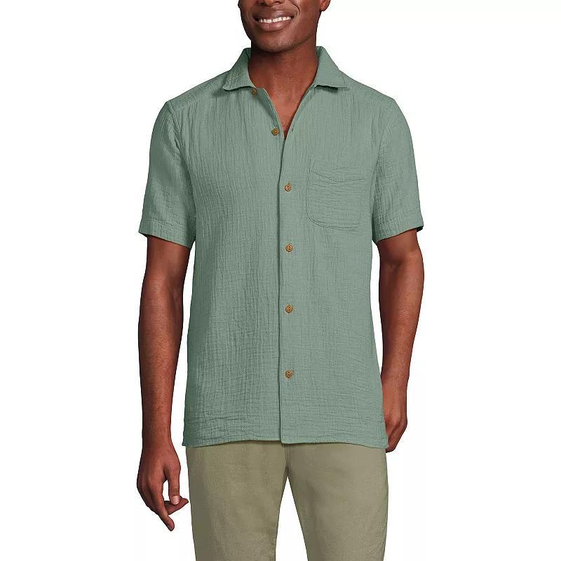 Lands End Mens Short Sleeve Gauze Camp Collar Shirt Product Image