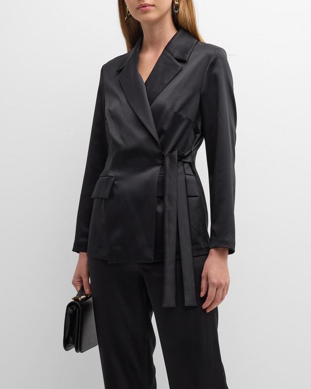 Misook Side Tie Satin Blazer Product Image