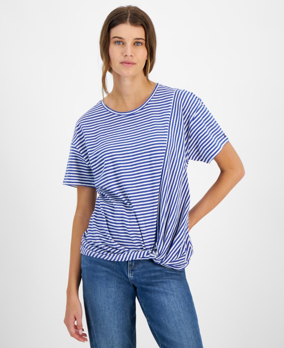 Women's Striped Twist-Hem T-Shirt  Product Image