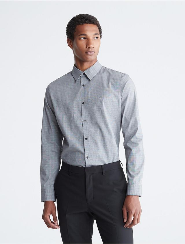 Calvin Klein Mens Plaid Slim Stretch Button-Down Shirt - Grey - XXL Product Image