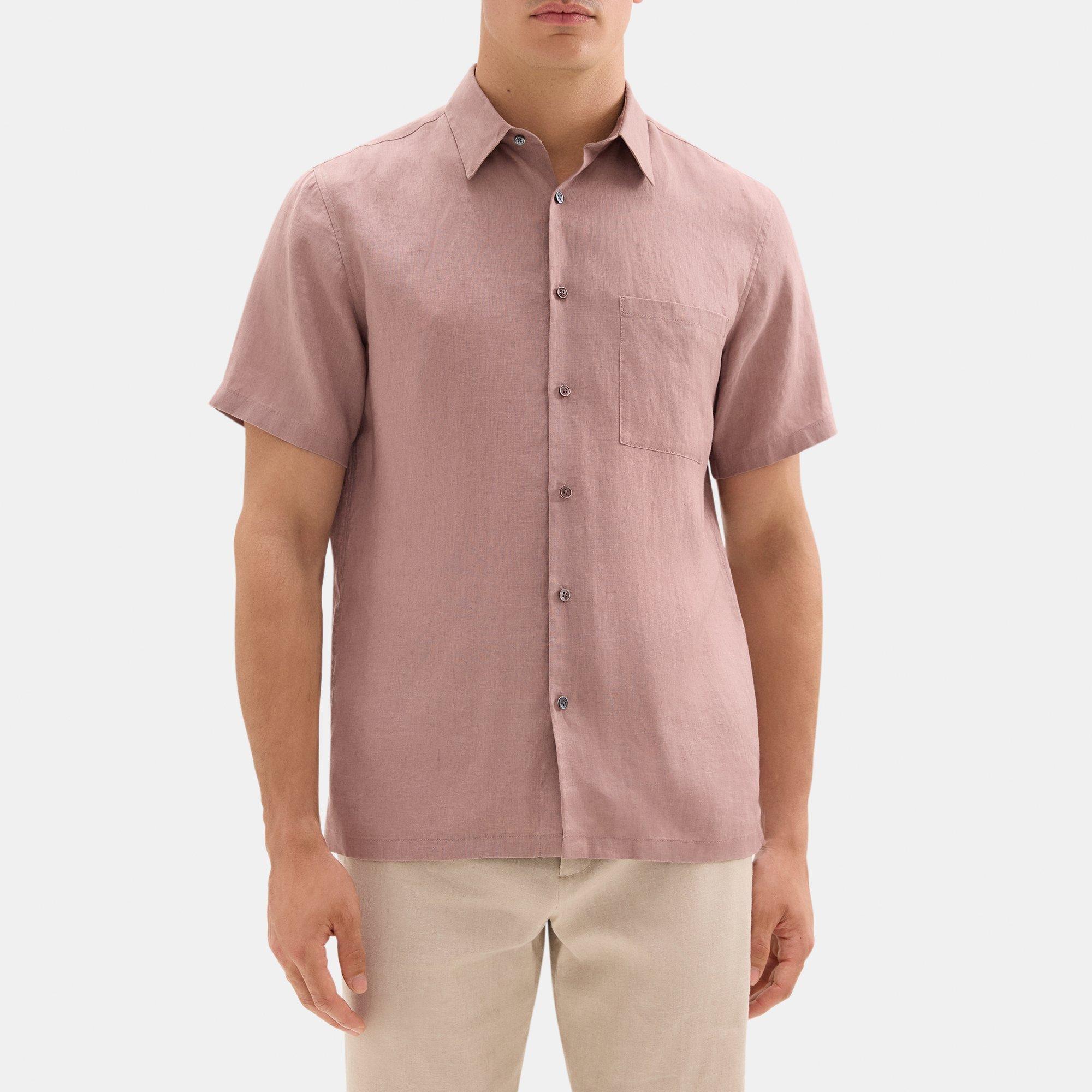 Linen Standard-Fit Short-Sleeve Shirt | Theory Outlet Product Image