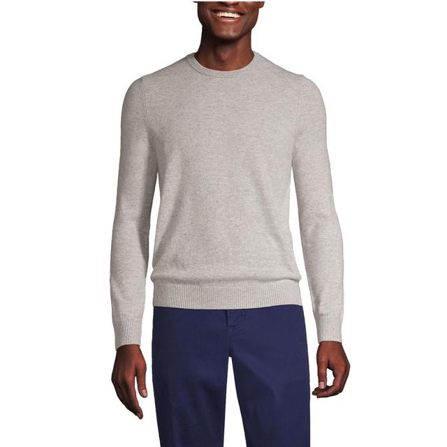 Mens Lands End Fine-Gauge Cashmere Crewneck Sweater Light Gray Grey Product Image