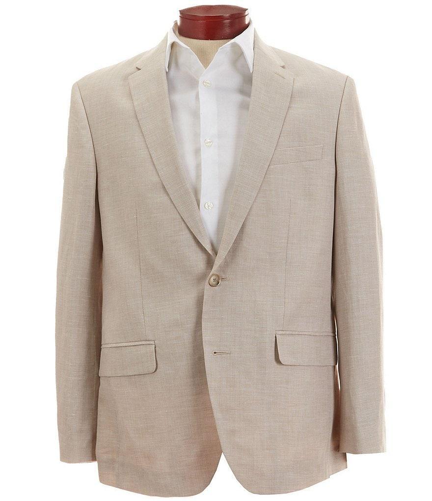 Perry Ellis Notch Lapel Linen Herringbone Classic Fit Suit Separates Jacket Product Image