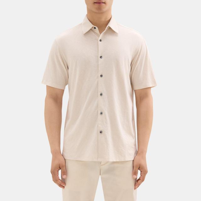 Slub Cotton Standard-Fit Short-Sleeve Shirt | Theory Outlet Product Image