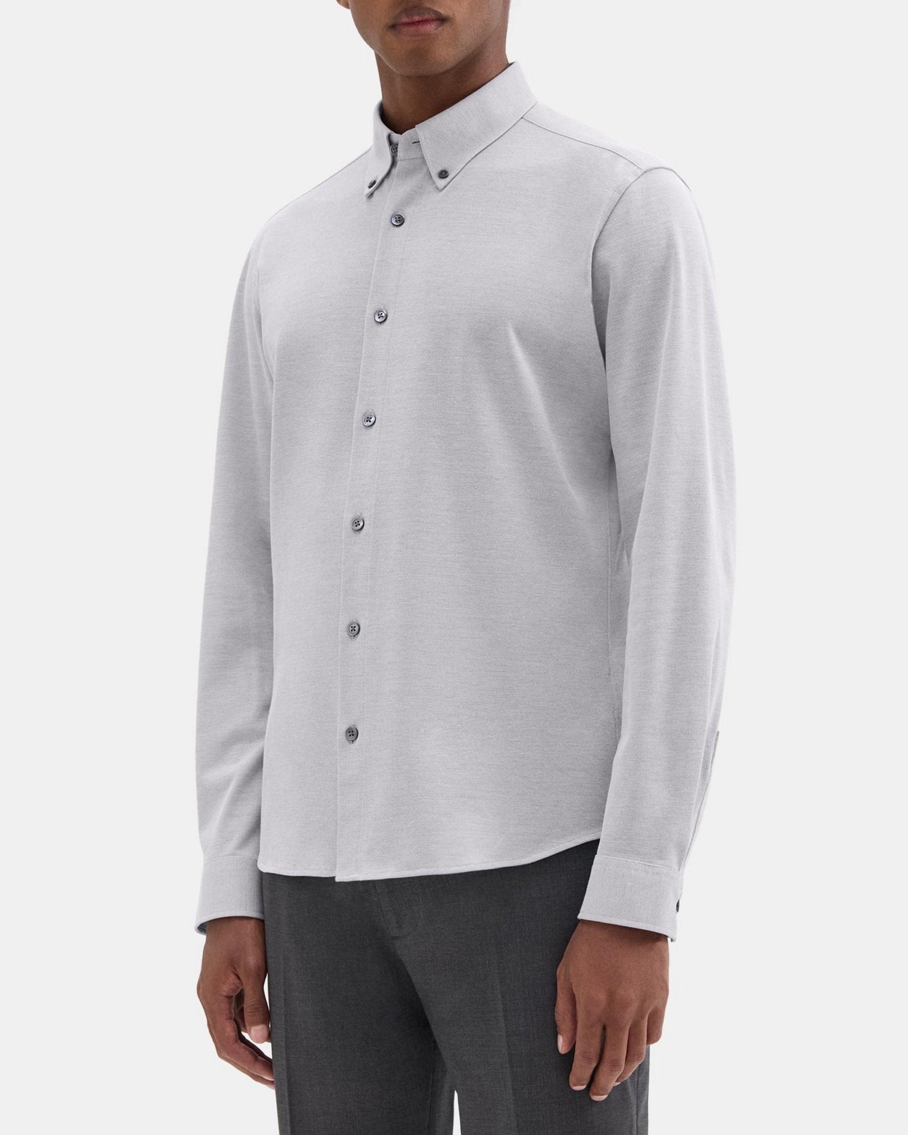 Long-Sleeve Shirt in Structured Piqué Product Image