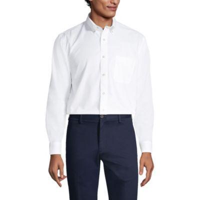 Lands End Mens Tailored Fit No Iron Solid Supima Cotton Oxford Dress Shirt Product Image