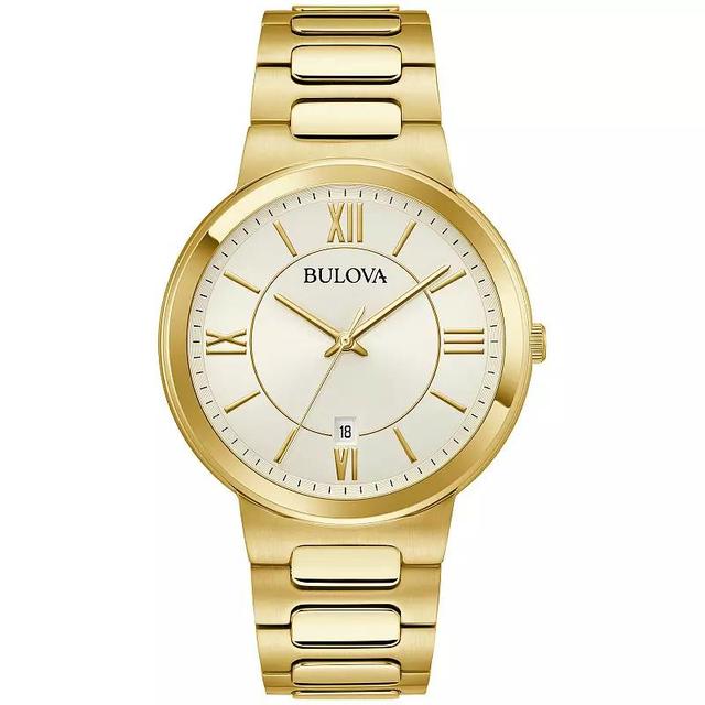 Bulova Mens Classic Gold Tone Stainless Steel Roman Accent Dial Bracelet Watch - 97B212 Product Image