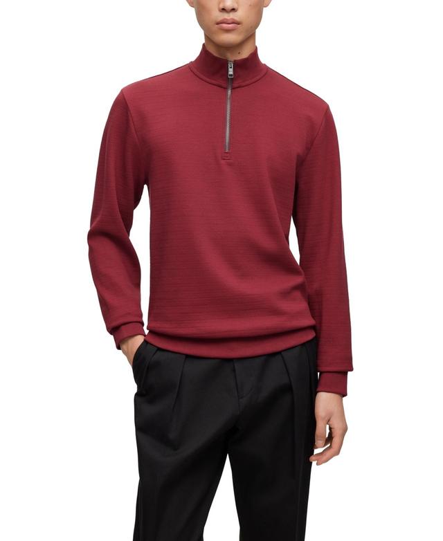 Mens Zip-Neck Sweatshirt In Mercerized Cotton Jacquard Product Image