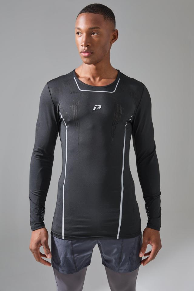 P-Star Active Muscle Fit Moto Base Layer T-Shirt | boohooMAN USA Product Image