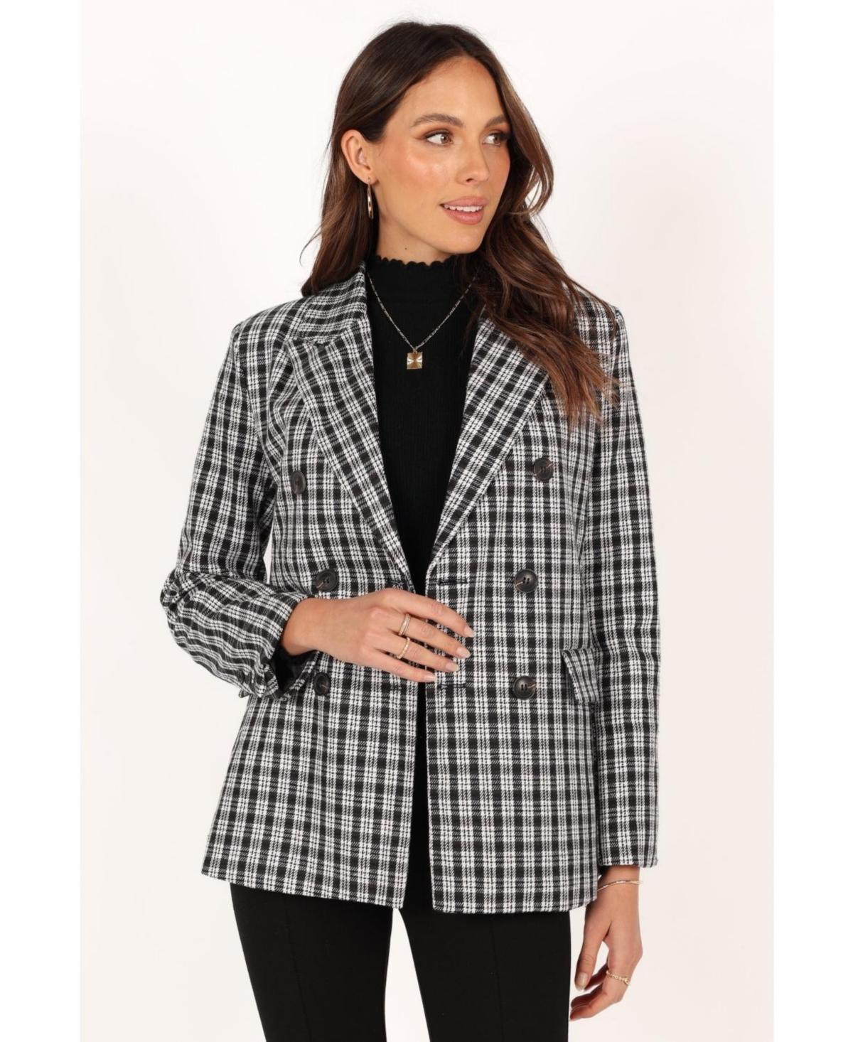 Petal and Pup Womens Elizabeth Plaid Blazer Product Image