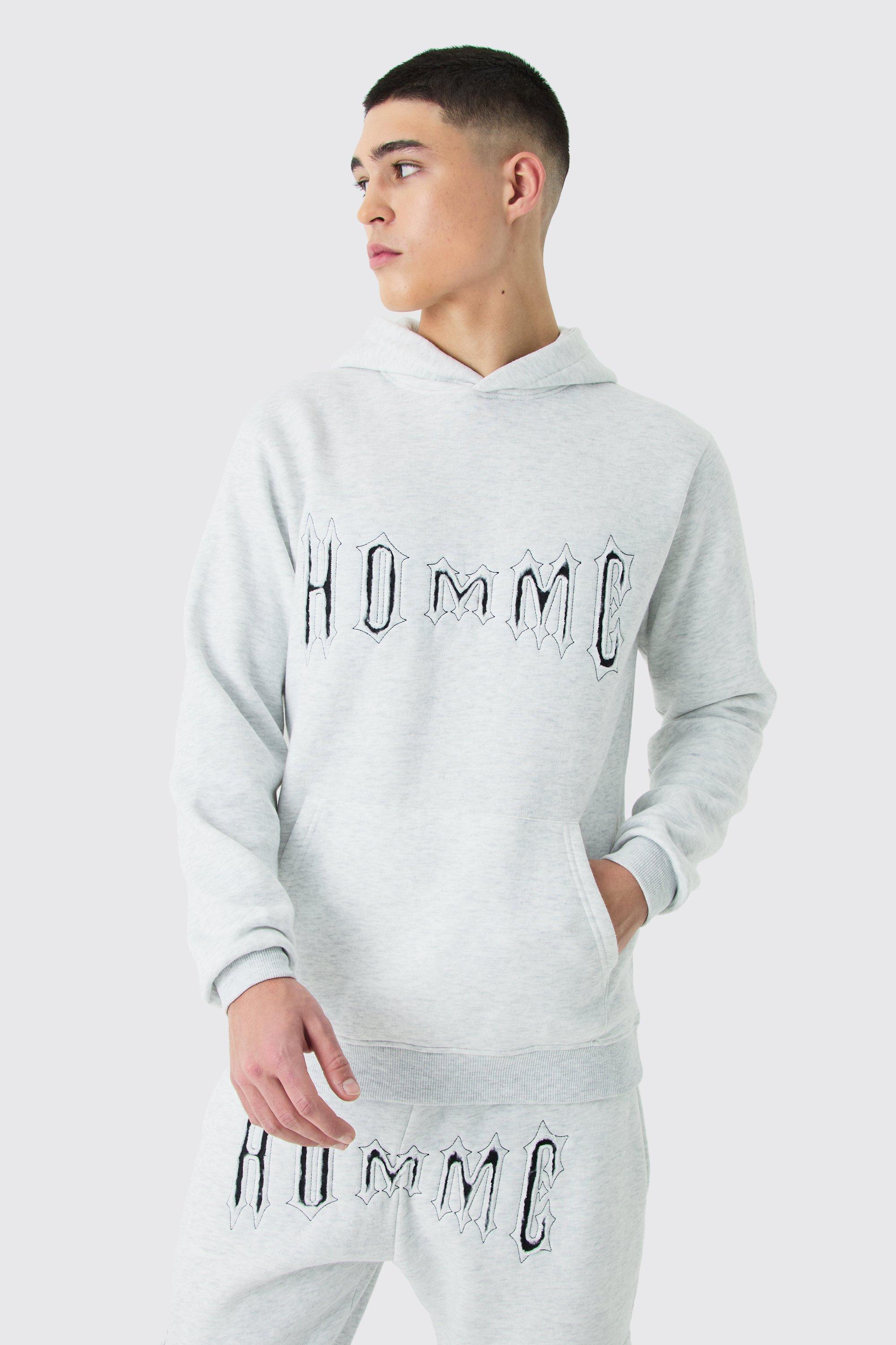 Slim Homme Applique Hoodie | boohooMAN USA Product Image