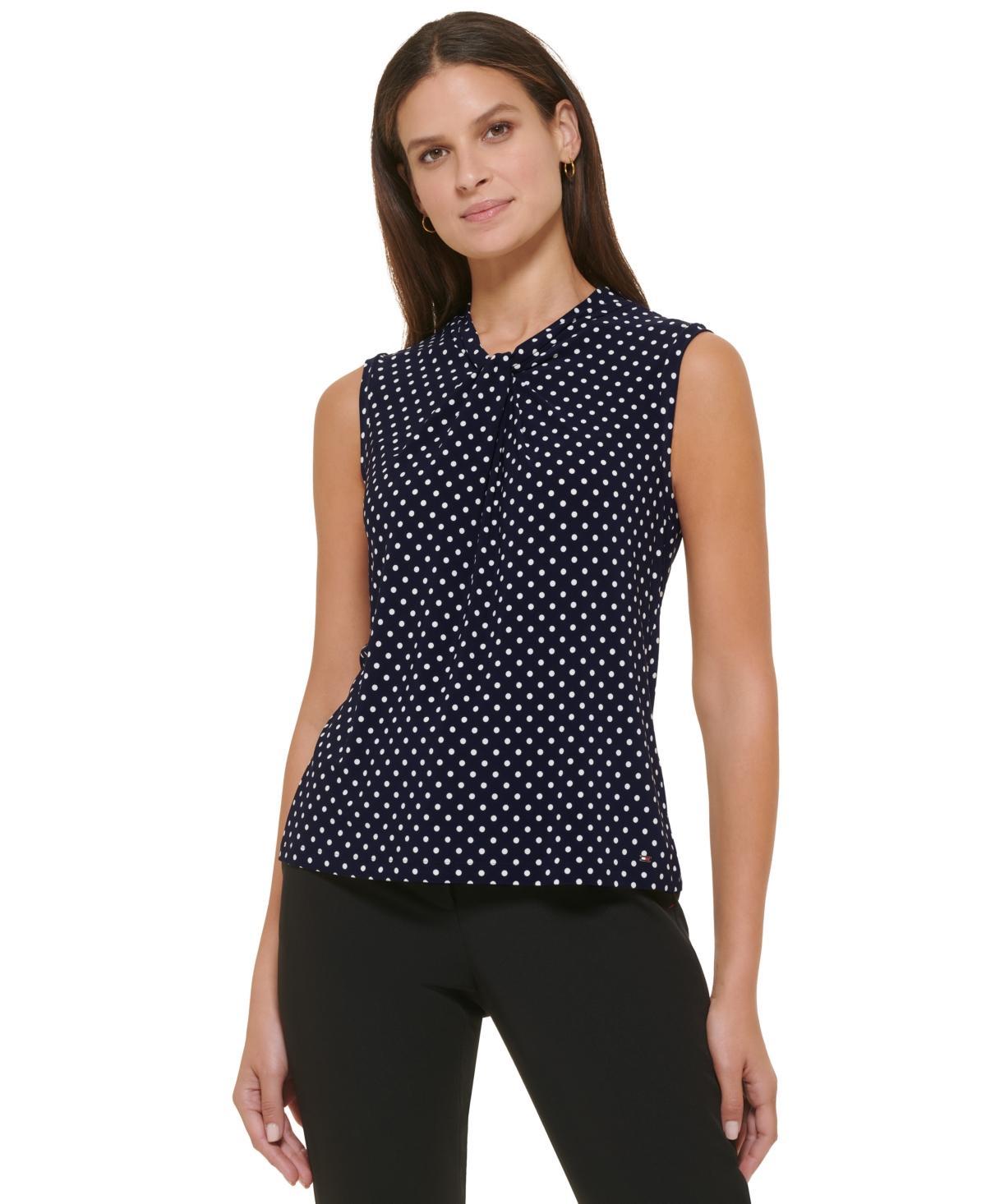 Tommy Hilfiger Womens Knot-Neck Top Product Image