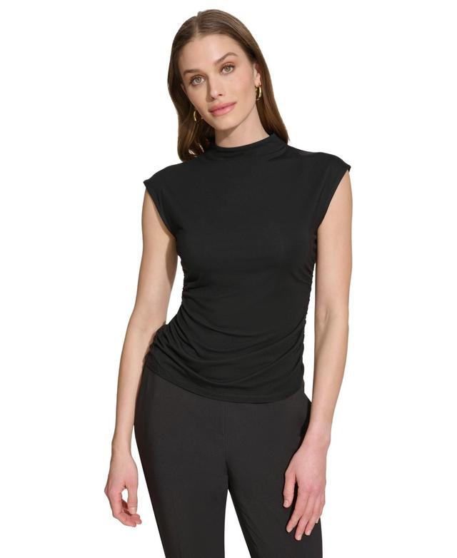 Dkny Womens Mock-Neck Sleeveless Knit Top Product Image