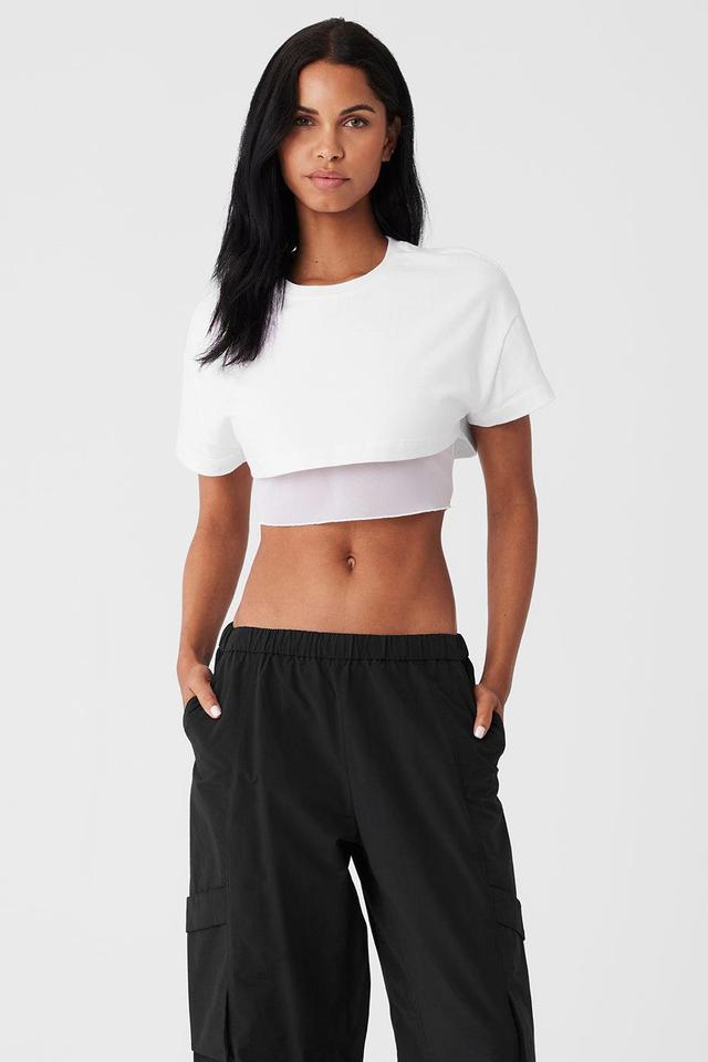 Made You Look Cropped Short Sleeve Tee - White Female Product Image