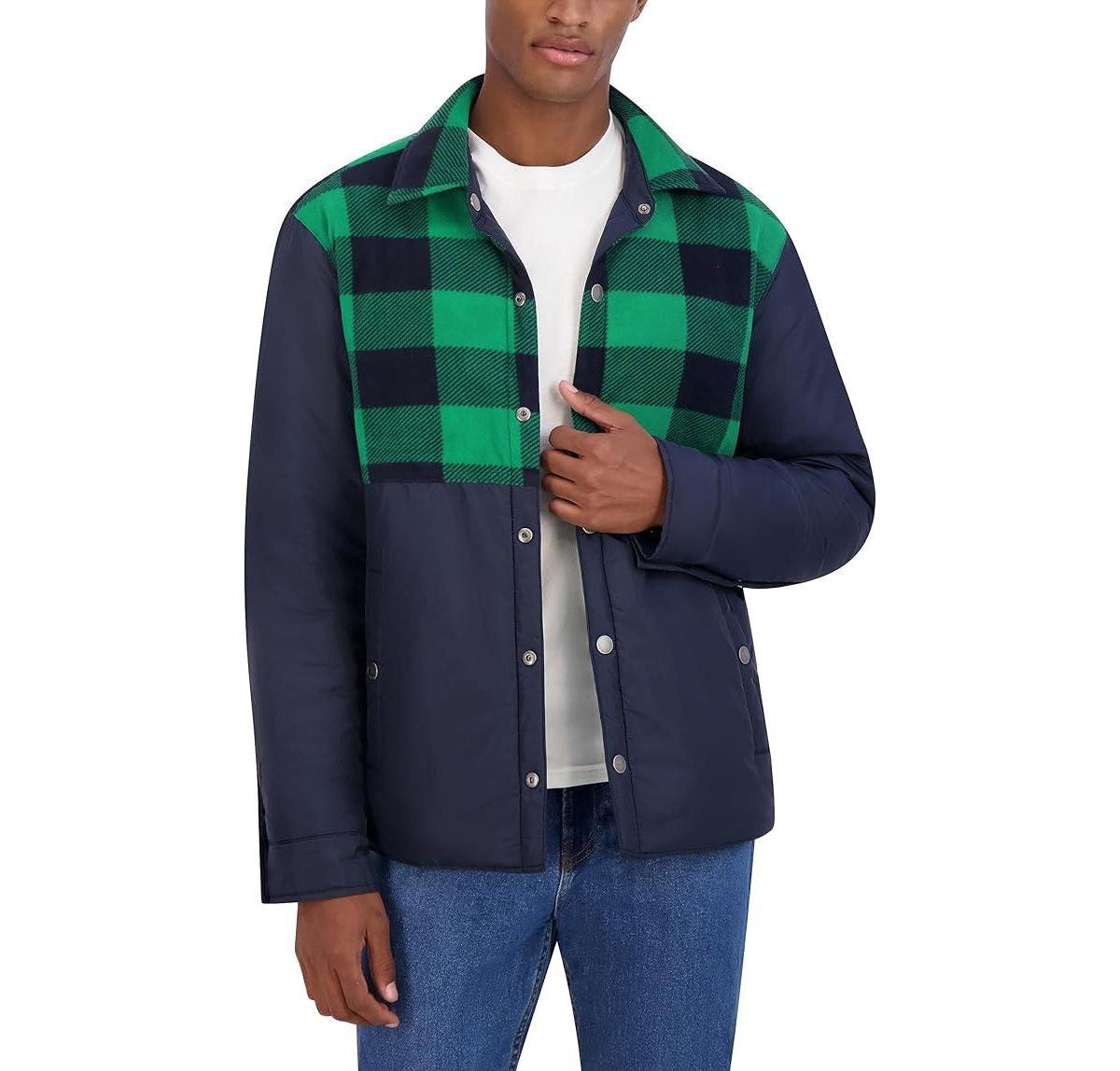 Hfx Mens Reversible Quilted Shirt Jacket Shacket with Plaid Fleece Lining Product Image