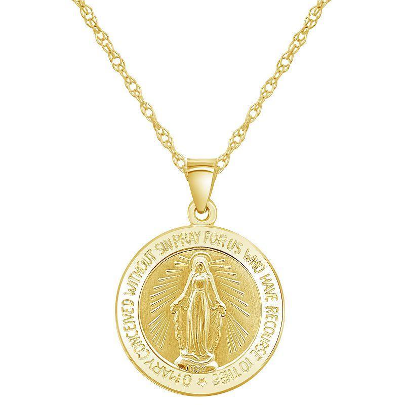 14k Gold Our Lady of Grace Miraculous Medal Pendant, Womens Product Image