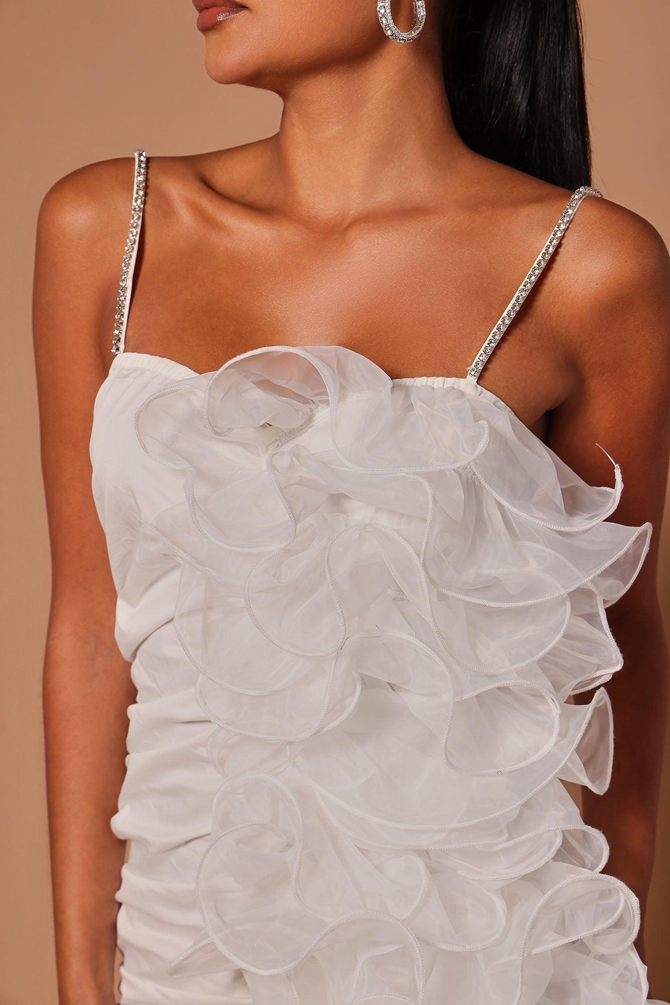 Giselle Ruffle Mini Dress - White Product Image