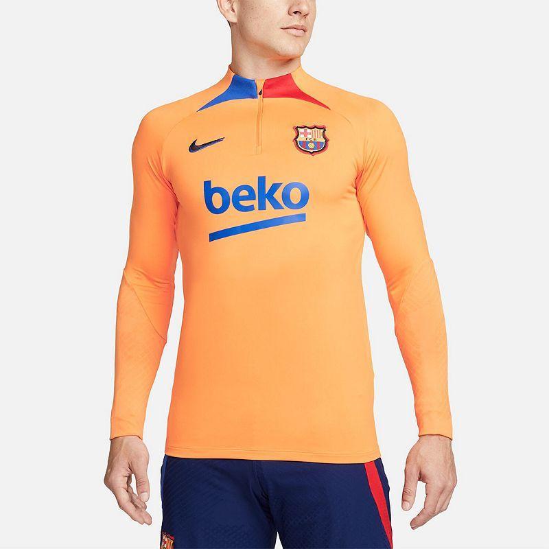 Mens Nike Orange Barcelona Strike Drill Raglan Quarter-Zip Long Sleeve Top Product Image