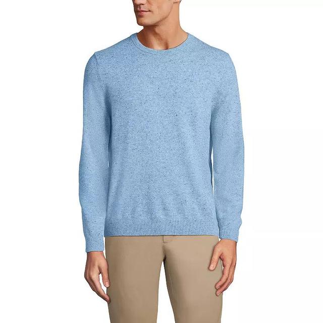 Big & Tall Lands End Fine Gauge Cashmere Crewneck Sweater, Mens Blue Grey Donegal Product Image