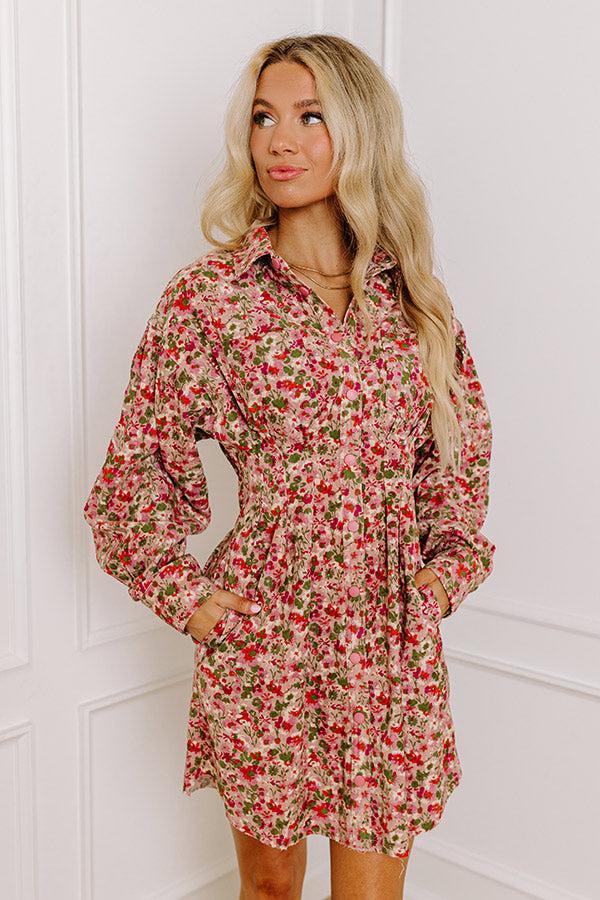 Fall Sunset Corduroy Mini Dress in Blush Product Image