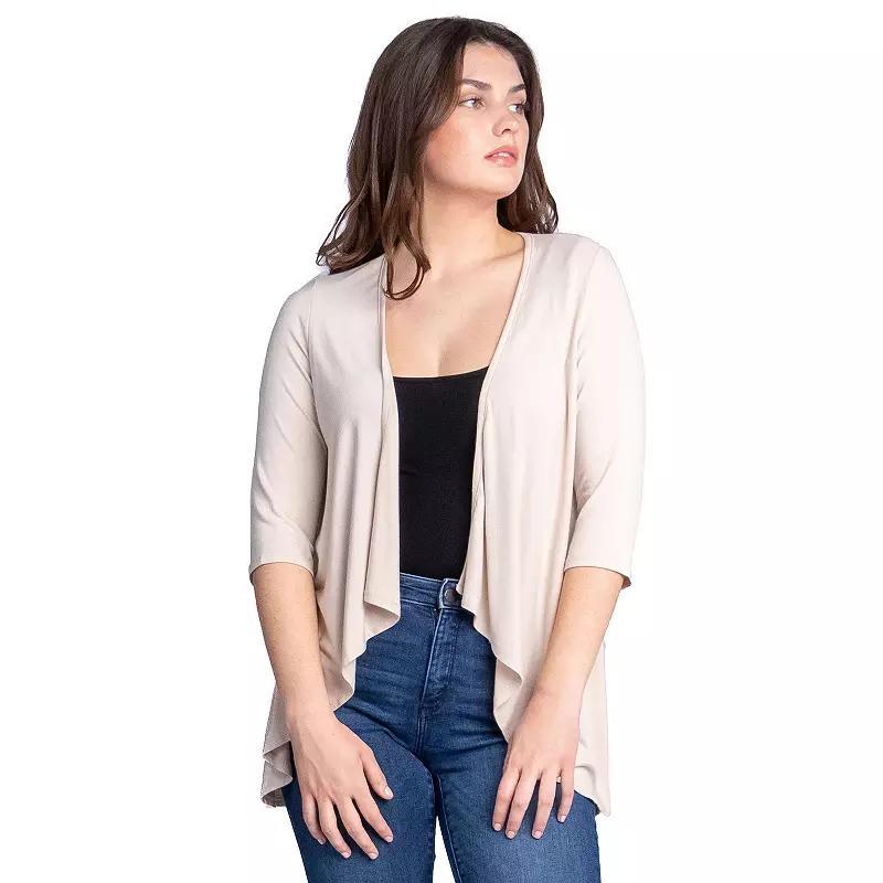 Womens 24Seven Comfort Apparel Elbow Length Sleeve Open Cardigan Red Product Image